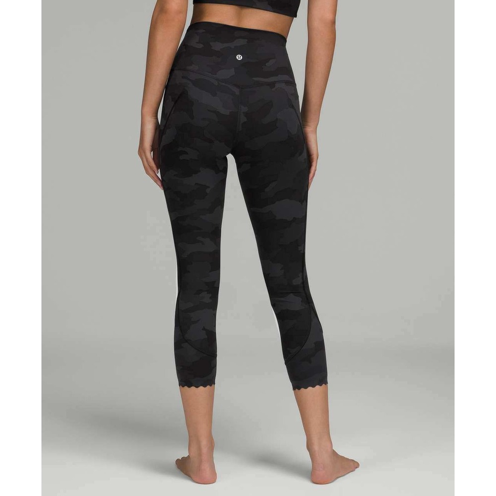 Lululemon Align Scalloped Hem 21 High Rise Leggings Camo Deep Coal Multi Size 10